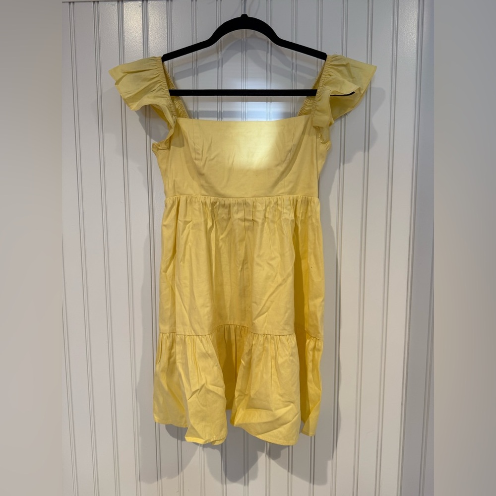 Reformation Yellow Pleated Sundress with Square Neck
